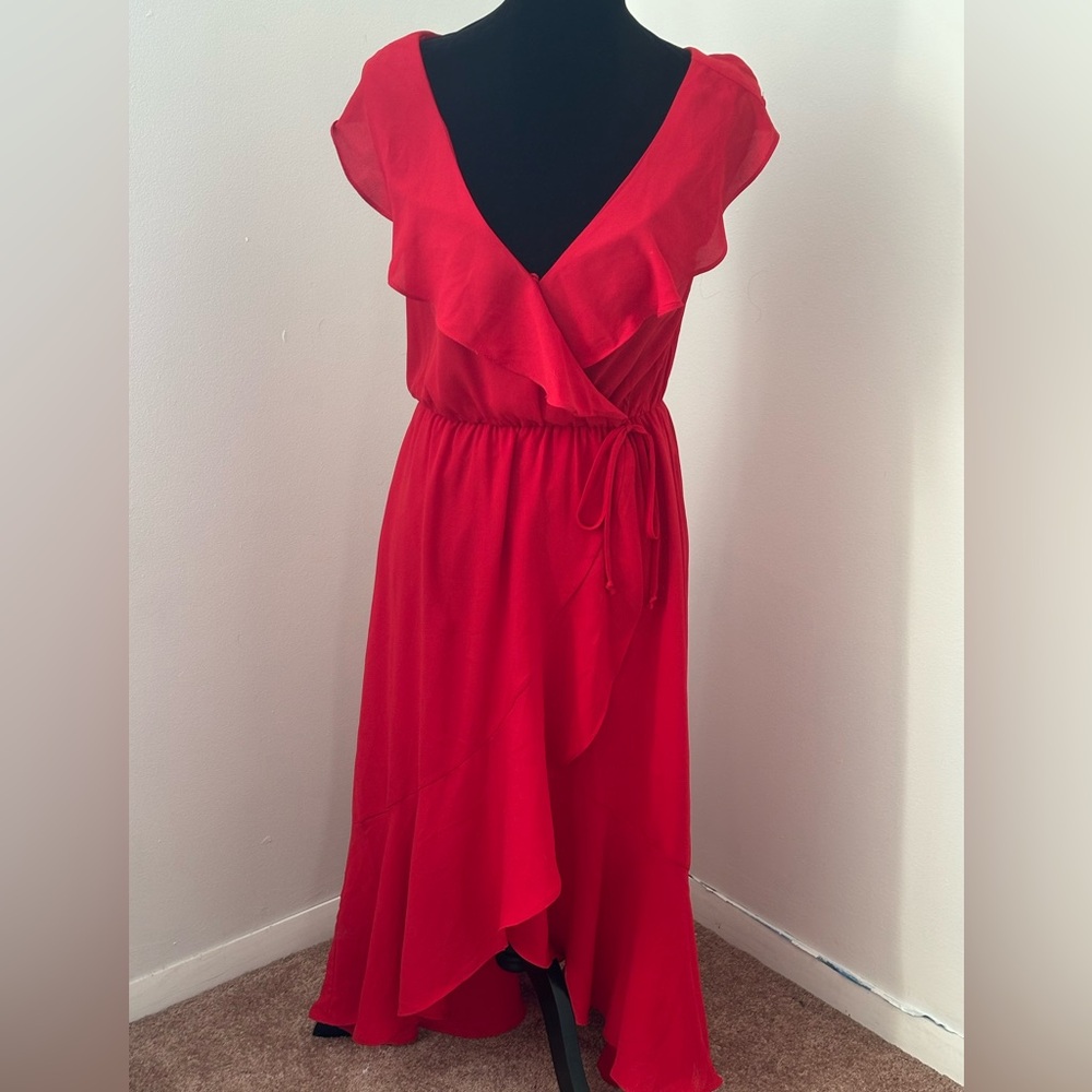 Elegant Red Ruffle Dress